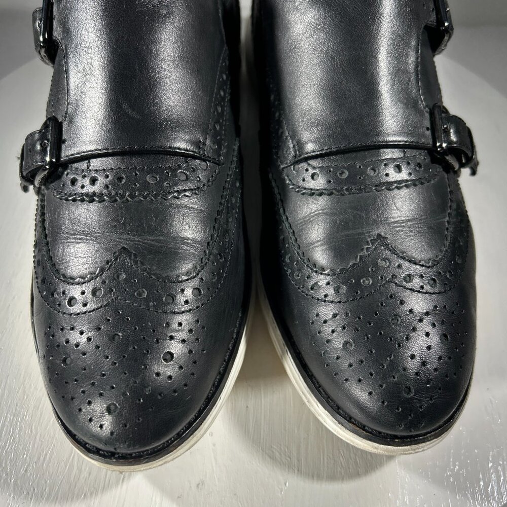 Cole Haan Wingtip Monk Strap Buckle Double Strap Womens Dress Shoes Size 9 Black - Picture 4 of 12